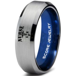 Licensed Practical Nurse Ring, Nurse Ring, LPN Nurse Wedding Band, Career Ring, LPN Nurse Jewelry, Silver Nurse Tungsten Ring, Silver Wedding Band, Silver Tungsten Wedding Band