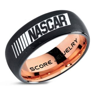 NASCAR Ring, NASCAR Jewelry, Racing Ring, Racing Flag Ring, Checkered Flag Ring, Chequered Flag Ring, Black Tungsten Ring, Car Racing Ring, Black Wedding Band, Black Tungsten Ring