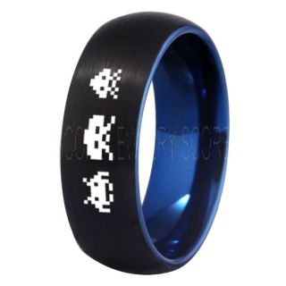 Player 1 Player 2 Rings, Retro Gamer Rings, Gamer Rings, Space Invaders Rings, Atari Rings, Nintendo Rings, Black Tungsten Rings, Black Wedding Bands, Couple Ring Set Gamer Rings