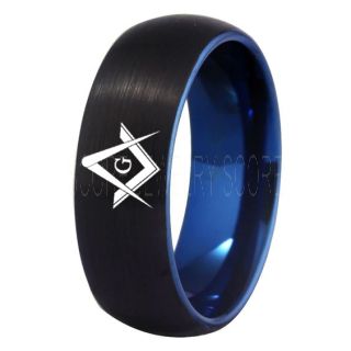 Freemason Ring, Freemason Jewelry, Freemasonry Jewelry, Black Tungsten Band, Black Tungsten Wedding Band, Freemasonry Ring, Square and Compasses Tungsten Ring