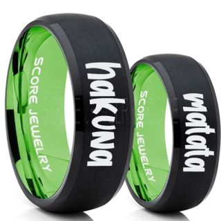 Hakuna Matata Rings, Hakuna Matata Jewelry, Hakuna Matata Wedding Bands, The Lion King Jewelry, Disney Jewelry, Disney Rings, Black Wedding Bands 