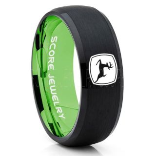 John Deere Ring, Farmer Ring, Agriculture Ring, Construction Machinery Ring, John Deere Jewelry, John Deere Machinery Ring, Farmer Tungsten Wedding Ring, Black Tungsten Ring