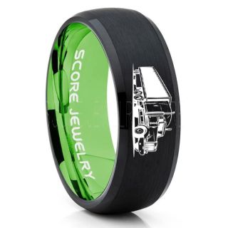 Truck Driver Ring, Trucker Ring, Black Tungsten Ring, Trucker Jewelry, Truck Driver Wedding Band, Black Tungsten Band, Black Wedding Ring