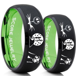 Jack and Sally Rings, Jack and Sally Wedding Bands, Black Tungsten Rings, Black Tungsten Wedding Bands, Jack and Sally Wedding Rings