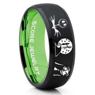 Jack and Sally Ring, Jack and Sally Wedding Band, We're Simply Meant To Be Ring, Black Tungsten Ring, Black Tungsten Wedding Band, Jack and Sally Wedding Ring
