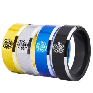 Fire Department Ring, Fireman Ring, Fireman Jewelry, Blue Tungsten Band, Blue Tungsten Wedding Band, Firefighter Ring, Fire Department Tungsten Ring