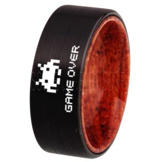 Player 1 Player 2 Rings, Retro Gamer Rings, Gamer Rings, Space Invaders Rings, Atari Rings, Nintendo Rings, Black Tungsten Rings, Black Wedding Bands, Couple Ring Set Gamer Rings