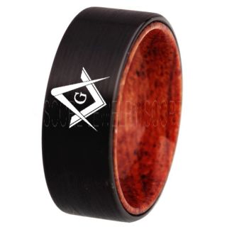 Freemason Ring, Freemason Jewelry, Freemasonry Jewelry, Black Tungsten Band, Black Tungsten Wedding Band, Freemasonry Ring, Square and Compasses Tungsten Ring