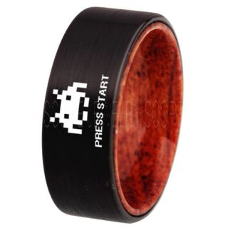 Player 1 Player 2 Rings, Retro Gamer Rings, Gamer Rings, Space Invaders Rings, Atari Rings, Nintendo Rings, Black Tungsten Rings, Black Wedding Bands, Couple Ring Set Gamer Rings