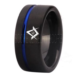 Freemason Ring, Freemason Jewelry, Freemasonry Jewelry, Black Tungsten Band, Black Tungsten Wedding Band, Freemasonry Ring, Square and Compasses Tungsten Ring