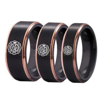 Fire Department Ring, Fireman Ring, Fireman Jewelry, Black Tungsten Band, Black Tungsten Wedding Band, Firefighter Ring, Fire Department Tungsten Ring