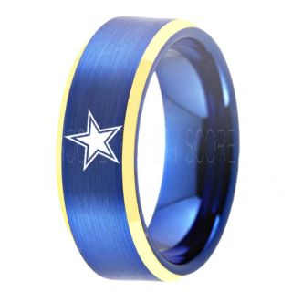 Texas Ring, Texas Football Ring, Dallas Ring, Football Ring, Blue Tungsten Ring, Blue Tungsten Wedding Ring, Blue Wedding Ring, Dallas Football Ring, Dallas Football Wedding Ring