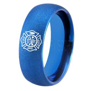 Fire Department Ring, Fireman Ring, Fireman Jewelry, Blue Tungsten Band, Blue Tungsten Wedding Band, Firefighter Ring, Fire Department Tungsten Ring