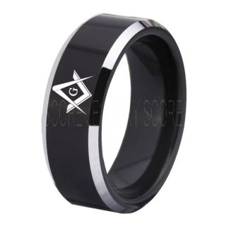 Freemason Ring, Freemason Jewelry, Freemasonry Jewelry, Tungsten Band, Tungsten Wedding Band, Freemasonry Ring, Square and Compasses Tungsten Ring
