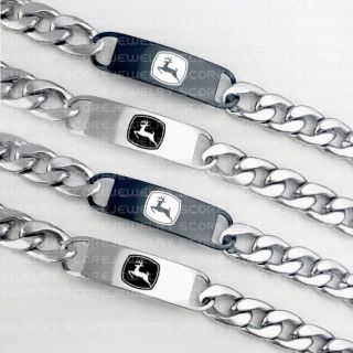 John Deere Bracelet, Silver John Deere Bracelet, 10" John Deere Stainless Steel Bracelet, Heavy Equipment Bracelet, John Deere Jewelry, Silver John Deere Jewelry