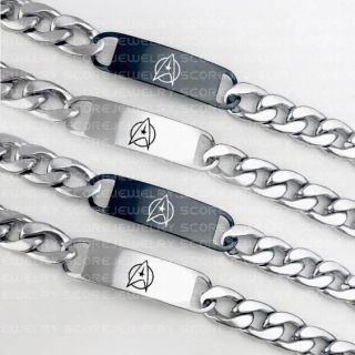 Star Trek Bracelet, Silver Star Trek Bracelet, 10" Star Trek Stainless Steel Bracelet, Star Trek Jewelry