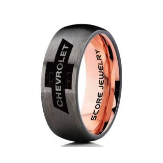 Chevrolet Ring, Chevy Ring, Bowtie Ring, Gunmetal Chevy Bowtie Ring, Chevy Wedding Ring, Chevy Wedding Band, Chevrolet Wedding Ring, Chevrolet Wedding Band