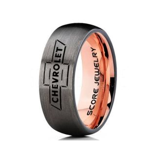 Chevrolet Ring, Chevy Ring, Bowtie Ring, Gunmetal Chevy Bowtie Ring, Chevy Wedding Ring, Chevy Wedding Band, Chevrolet Wedding Ring, Chevrolet Wedding Band
