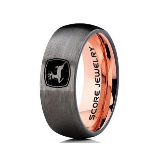 John Deere Ring, Farmer Ring, Agriculture Ring, Construction Machinery Ring, John Deere Jewelry, John Deere Machinery Ring, Farmer Tungsten Wedding Ring, Gunmetal Tungsten Ring