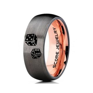 Craps Ring, Dice Ring, Dice Jewelry, Dice Wedding Ring, Poker Ring, Gaming Ring, Casino Ring, Joker Ring, Gunmetal Wedding Band, Gunmetal Tungsten Ring