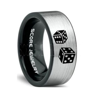 Craps Ring, Dice Ring, Dice Jewelry, Dice Wedding Ring, Poker Ring, Gaming Ring, Casino Ring, Joker Ring, Silver Wedding Band, Silver Tungsten Ring