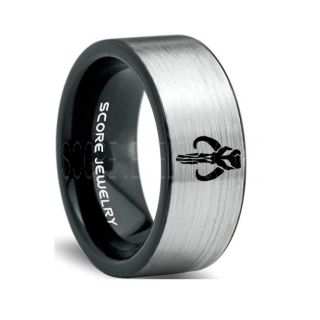 Boba Fett Ring, Boba Fett Mythosaur Skull Ring, Boba Fett Mandalorian Ring, Star Wars Ring, Star Wars Wedding Band, Silver Mandalorian Wedding Ring, Silver Tungsten Band, Mandalorian Wedding Band, Star Wars Wedding Ring, Star Wars Mandalorian Jewelry