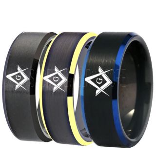 Freemason Ring, Freemason Jewelry, Freemasonry Jewelry, Tungsten Band, Tungsten Wedding Band, Freemasonry Ring, Square and Compasses Tungsten Ring