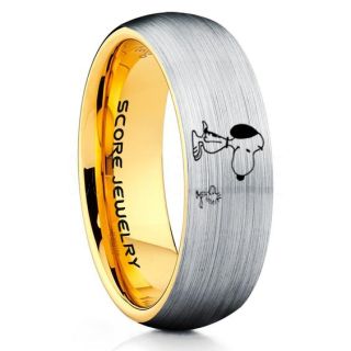 Snoopy Ring, Silver Tungsten Ring, Silver Ring, Silver Tungsten Wedding Band, Silver Wedding Band, Silver Tungsten Wedding Ring, Silver Wedding Ring, Silver Tungsten Ring