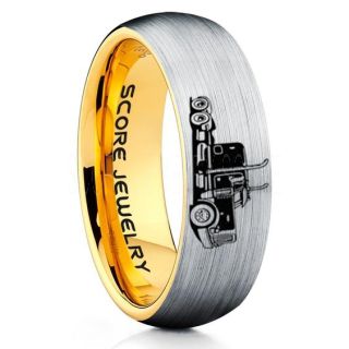 Truck Driver Ring, Trucker Ring, Silver Tungsten Ring, Trucker Jewelry, Truck Driver Wedding Band, Silver Tungsten Band, Silver Wedding Ring