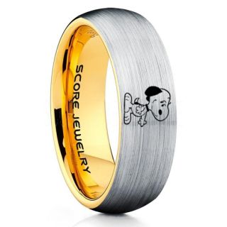 Snoopy Ring, Silver Tungsten Ring, Silver Ring, Silver Tungsten Wedding Band, Silver Wedding Band, Silver Tungsten Wedding Ring, Silver Wedding Ring, Silver Tungsten Ring