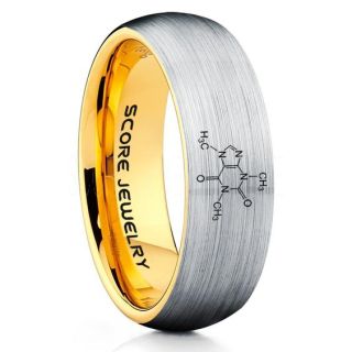 Caffeine Molecule Ring, Caffeine Ring, Molecule Ring, Biology Ring, Chemistry Ring, Science Jewelry, Teacher Ring, Teacher Jewelry, Silver Tungsten Ring, Silver Ring, Silver Wedding Band