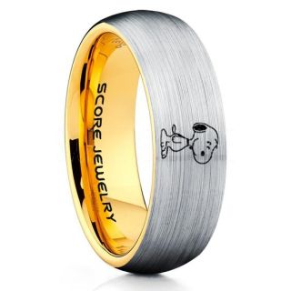 Snoopy Ring, Silver Tungsten Ring, Silver Ring, Silver Tungsten Wedding Band, Silver Wedding Band, Silver Tungsten Wedding Ring, Silver Wedding Ring, Silver Tungsten Ring