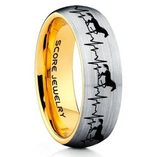 Mustang Ring, Horse Ring, Mustang Heartbeat Ring, Equestrian Ring, Horse Lovers Ring, Western Ring, Cowboys Ring, Silver Tungsten Ring, Silver Wedding Band, Horse Wedding Ring
