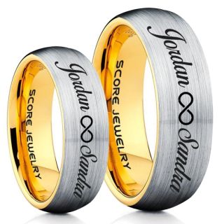 Infinity Couple Rings, Matching Couple Wedding Rings Set, Couple Wedding Rings, CUSTOMIZE YOUR NAMES Wedding Bands, Always and Forever Jewelry, Silver Tungsten Wedding Ring, Silver Tungsten Rings