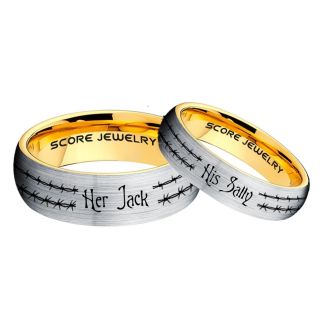 Jack and Sally Rings, Jack and Sally Wedding Bands, Silver Tungsten Rings, Silver Tungsten Wedding Bands, Jack and Sally Wedding Rings, Matching Couple Rings