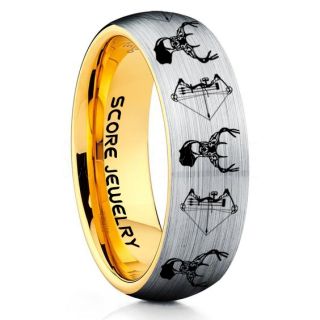 Deer Hunting Ring, Elk Hunting Ring, Deer Hunting Tungsten Ring, Crossbow Deer Hunting Ring, Crossbow Deer Ring, Deer Jewelry, Silver Tungsten Wedding Band