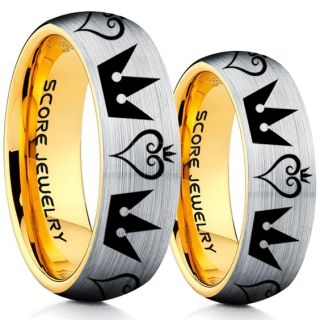 Kingdom Hearts Rings, 2 Piece Couple Kingdom Hearts Rings, Kingdom Hearts Jewelry, Kingdom Hearts Wedding Rings, Kingdom Hearts Wedding Bands, Kingdom Hearts Silver Rings, Silver Tungsten Wedding Bands