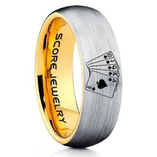 Royal Flush Ring, Ace of Spades Royal Flush Card Suit Ring, Texas Holdem Poker Ring, Poker Ring, Ace of Spades Ring, Poker Jewelry, Casino Ring, Joker Ring, Poker Wedding Ring, Silver Tungsten Ring