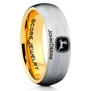 John Deere Ring, Farmer Ring, Agriculture Ring, Construction Machinery Ring, John Deere Jewelry, John Deere Machinery Ring, Farmer Tungsten Wedding Ring, Silver Tungsten Ring