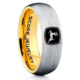 John Deere Ring, Farmer Ring, Agriculture Ring, Construction Machinery Ring, John Deere Jewelry, John Deere Machinery Ring, Farmer Tungsten Wedding Ring, Silver Tungsten Ring