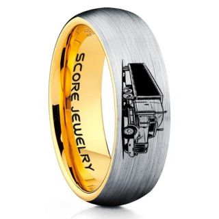 Truck Driver Ring, Trucker Ring, Silver Tungsten Ring, Trucker Jewelry, Truck Driver Wedding Band, Silver Tungsten Band, Silver Wedding Ring