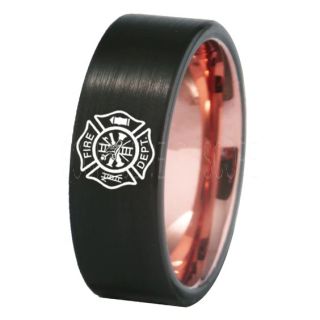 Fire Department Ring, Fireman Ring, Fireman Jewelry, Black Tungsten Band, Black Tungsten Wedding Band, Firefighter Ring, Fire Department Tungsten Ring