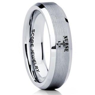 Licensed Practical Nurse Ring, Nurse Ring, LPN Nurse Wedding Band, Career Ring, LPN Nurse Jewelry, Silver Nurse Tungsten Ring, Silver Wedding Band, Silver Tungsten Wedding Band