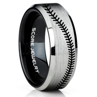 Baseball Ring, Baseball Stitch Pattern Ring, Silver Tungsten Ring, Silver Ring, Silver Wedding Band, Silver Wedding Ring, Baseball Stitch Ring, Silver Tungsten Band