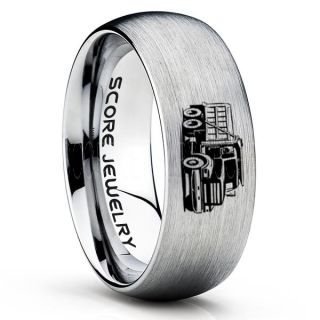 Dump Truck Ring, Truck Driver Ring, Trucker Ring, Silver Tungsten Ring, Trucker Jewelry, Truck Driver Wedding Band, Silver Tungsten Band, Silver Wedding Ring