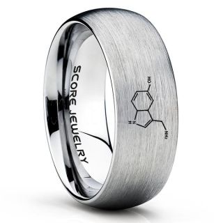 Serotonin Molecule Ring, Serotonin Ring, Neurotransmitter Ring, Molecule Ring, Biology Ring, Chemistry Ring, Science Jewelry, Teacher Ring, Teacher Jewelry, Silver Tungsten Ring, Silver Ring, Silver Wedding Band