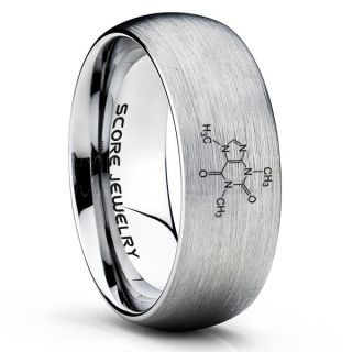 Caffeine Molecule Ring, Caffeine Ring, Molecule Ring, Biology Ring, Chemistry Ring, Science Jewelry, Teacher Ring, Teacher Jewelry, Silver Tungsten Ring, Silver Ring, Silver Wedding Band
