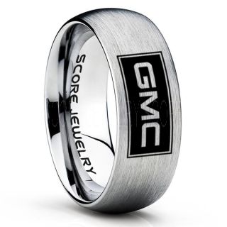 GMC Ring, GMC Truck Ring, Truck Ring, Trucker Ring, Pickup Truck Ring, GM Jewelry, Silver Tungsten Ring, Silver Tungsten Wedding Band, Silver Wedding Band