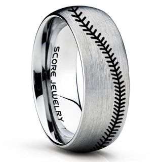 Baseball Ring, Baseball Stitch Pattern Ring, Silver Tungsten Ring, Silver Ring, Silver Wedding Band, Silver Wedding Ring, Baseball Stitch Ring, Silver Tungsten Band