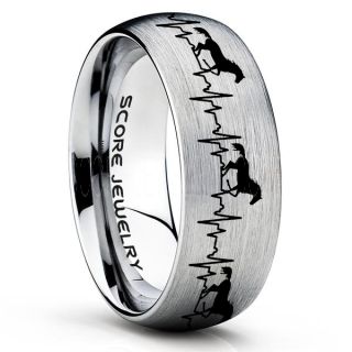 Mustang Ring, Horse Ring, Mustang Heartbeat Ring, Equestrian Ring, Horse Lovers Ring, Western Ring, Cowboys Ring, Silver Tungsten Ring, Silver Wedding Band, Horse Wedding Ring